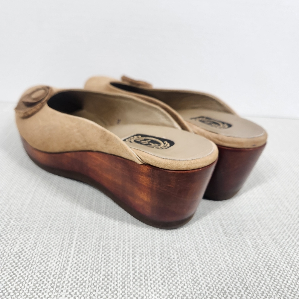 Salpy Size 10 Tan Leather Mules Boho Handmade - Picture 5 of 14